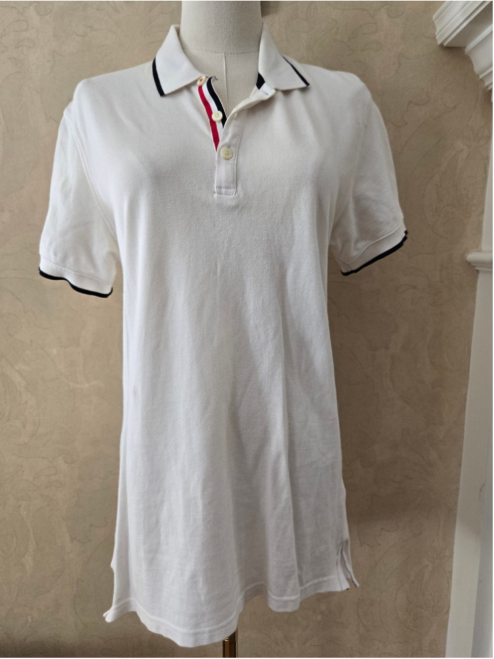 Men's Zara Man Polo Shirt Size M White Black Trim